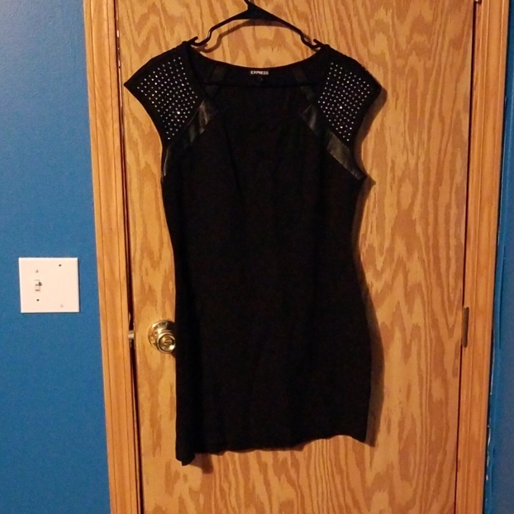 Little black dress with rhinestone accents